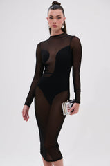 MINDING MY BUSINESS MESH MIDI DRESS