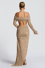 Adelphia Midi Dress - Beige Dress Babyboo Fashion Premium Exclusive Design