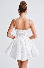 Analeigh Mini Dress - White Multi Floral Print Dress Babyboo Fashion Premium Exclusive Design