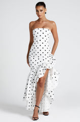 Angelina Maxi Dress - Black Polka Dot Print Dress Babyboo Fashion Premium Exclusive Design