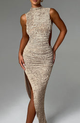 Aphrodite Midi Dress - Beige Dress Babyboo Fashion Premium Exclusive Design