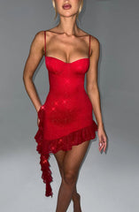 Dixie Mini Dress - Red Sparkle Dress Babyboo Fashion Premium Exclusive Design