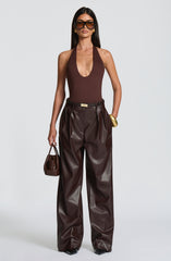 Glenda Pants - Plum Brown Pants XS Babyboo Fashion Premium Exclusive Design