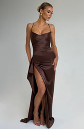 Helen Maxi Dress - Plum Brown Dress Babyboo Fashion Premium Exclusive Design