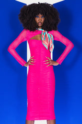 HOT GIRL RUCHED MIDI DRESS