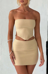 Jaz Mini Skirt - Beige Skirt XS Babyboo Fashion Premium Exclusive Design