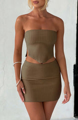 Jaz Mini Skirt - Mocha Skirt Babyboo Fashion Premium Exclusive Design