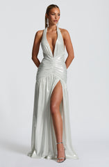 Melania Maxi Dress - Silver Dress Babyboo Fashion Premium Exclusive Design