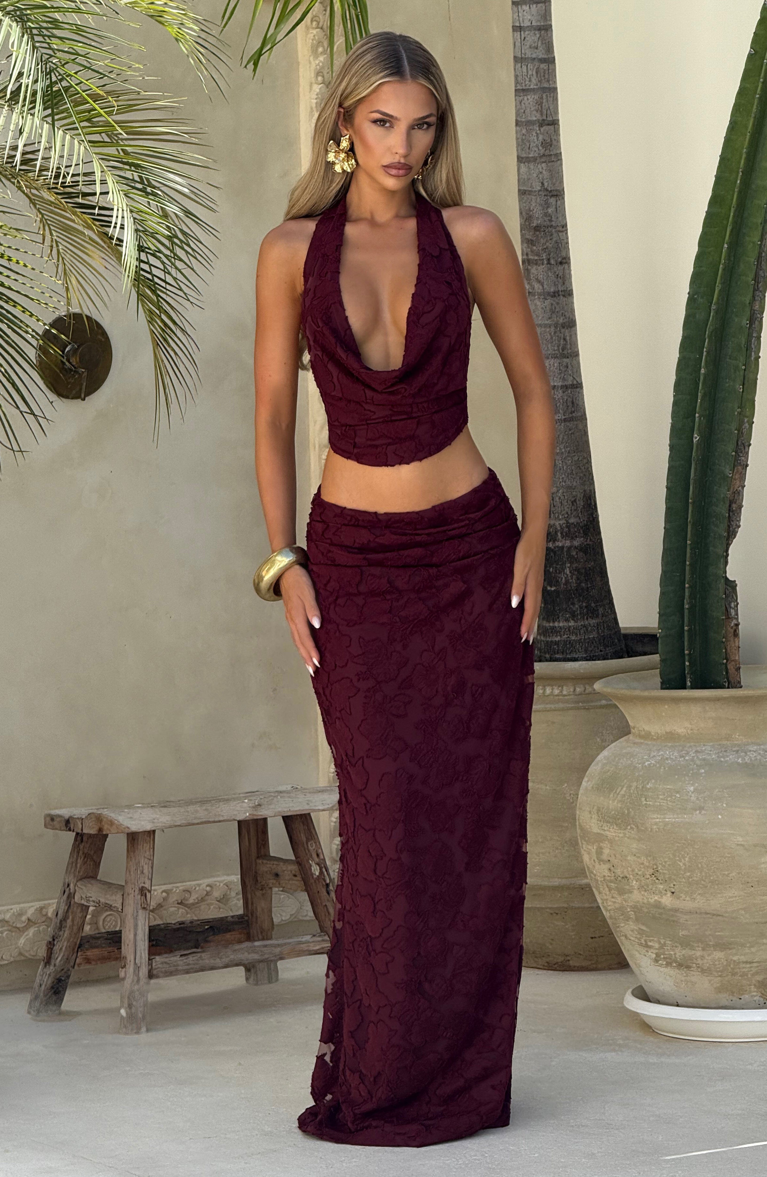 Myra Maxi Skirt - Cherry Lacquer Skirt Babyboo Fashion Premium Exclusive Design
