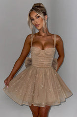 Polly Mini Dress - Gold Sparkle Dress XS Babyboo Fashion Premium Exclusive Design