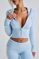 Portia Knit Hoodie - Baby Blue Tops Babyboo Fashion Premium Exclusive Design