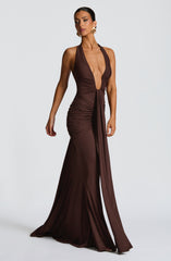 Rosetta Maxi Dress - Plum Brown Dress Babyboo Fashion Premium Exclusive Design