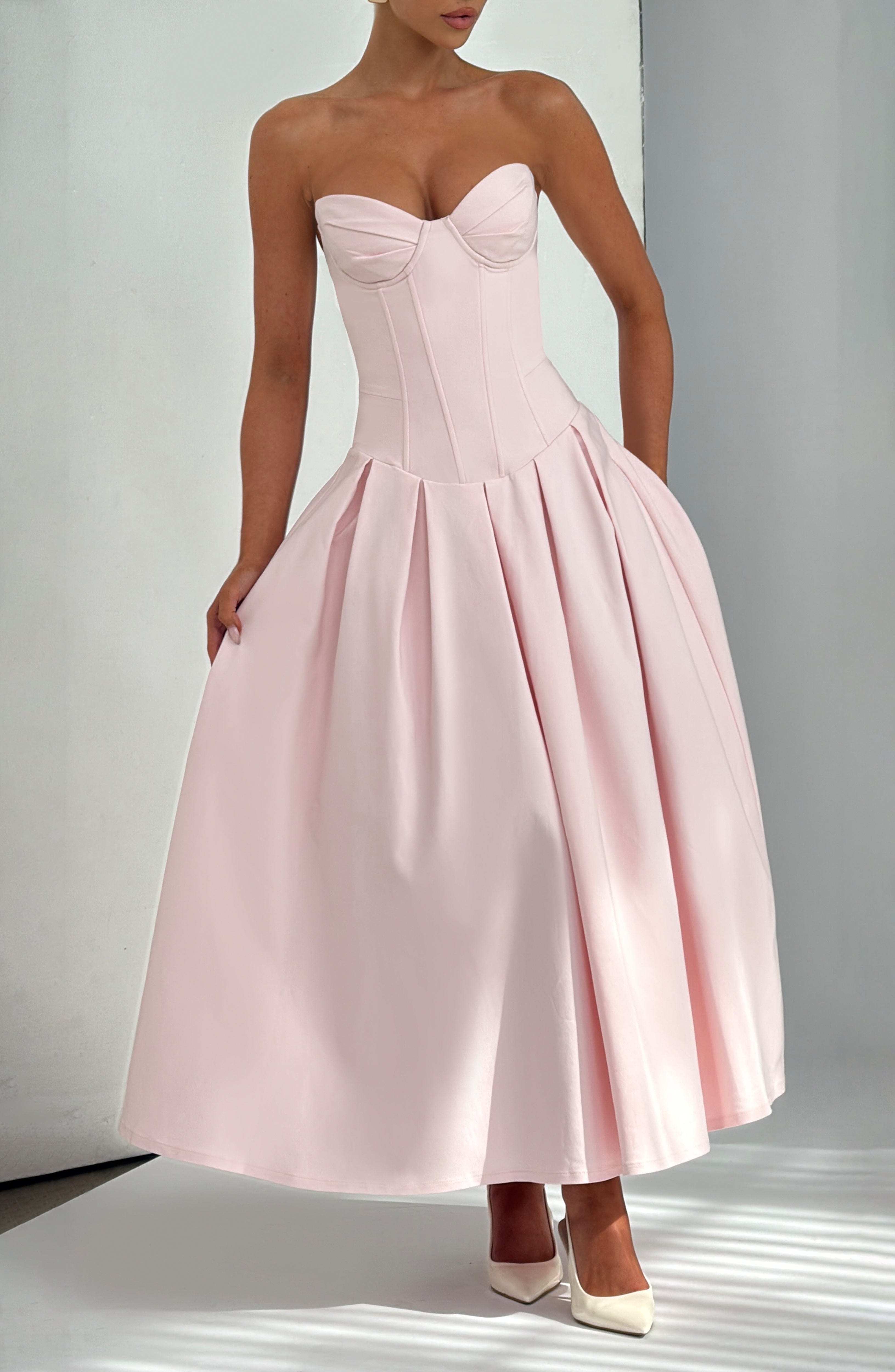 Salma Midi Dress - Blush Dress Babyboo Fashion Premium Exclusive Design