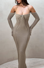 Samariah Maxi Dress - Beige Dress Babyboo Fashion Premium Exclusive Design