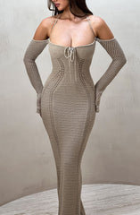 Samariah Maxi Dress - Beige Dress Babyboo Fashion Premium Exclusive Design