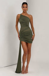 Shazia Mini Dress - Khaki Dress Babyboo Fashion Premium Exclusive Design