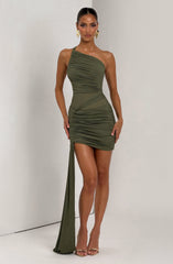Shazia Mini Dress - Khaki Dress Babyboo Fashion Premium Exclusive Design