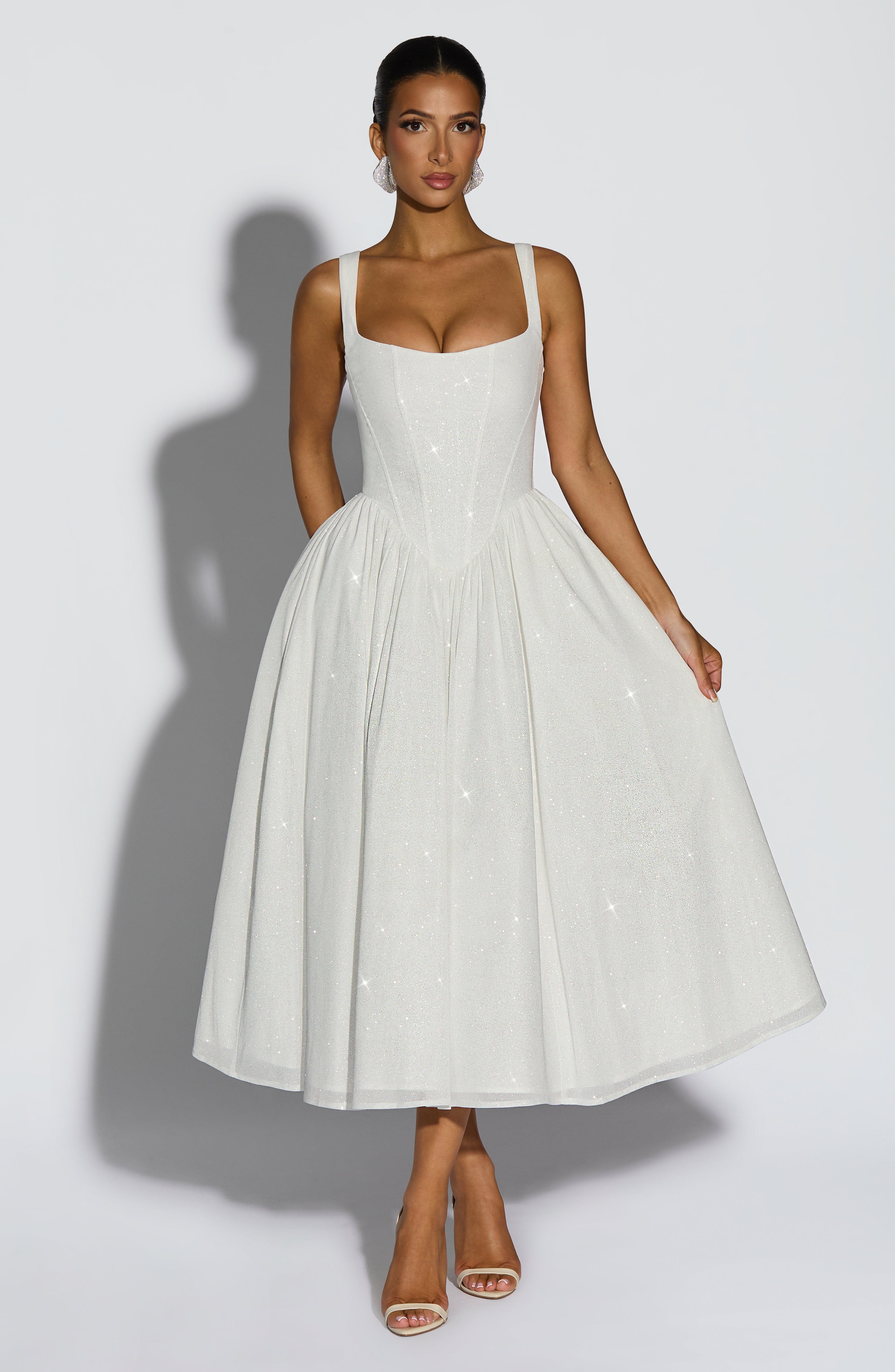 Vivienne Midi Dress - Ivory Sparkle Dress XS Babyboo Fashion Premium Exclusive Design