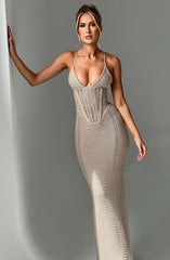 Xanthe Maxi Dress - Beige Dress Babyboo Fashion Premium Exclusive Design