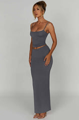 Yazmin Maxi Skirt - Charcoal Skirt Babyboo Fashion Premium Exclusive Design