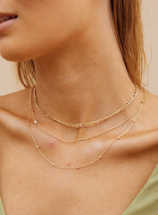 Elkie Dainty Necklace Set Gold