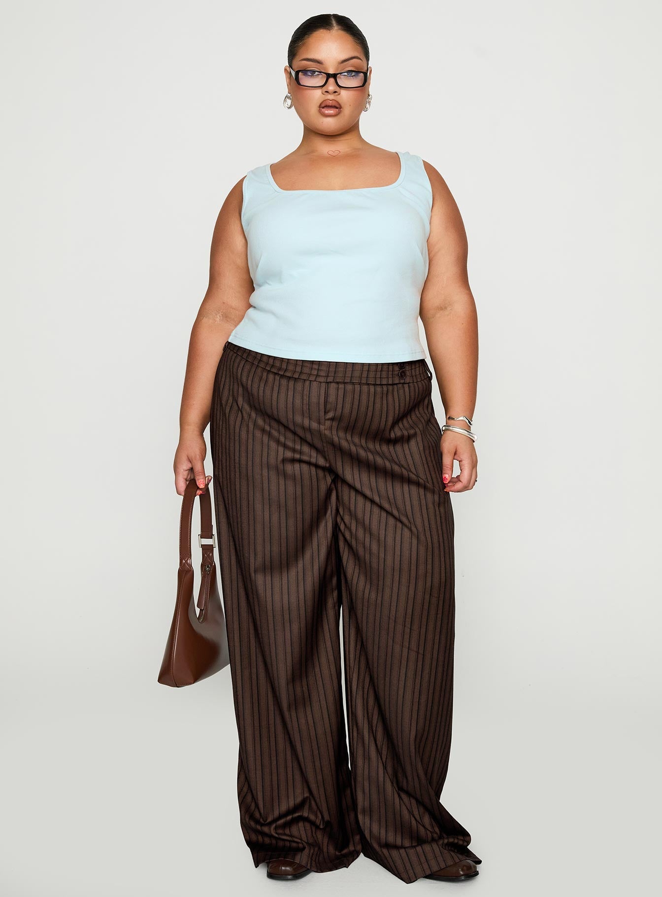 Baseline Square Neck Rib Tank Top Light Blue Curve