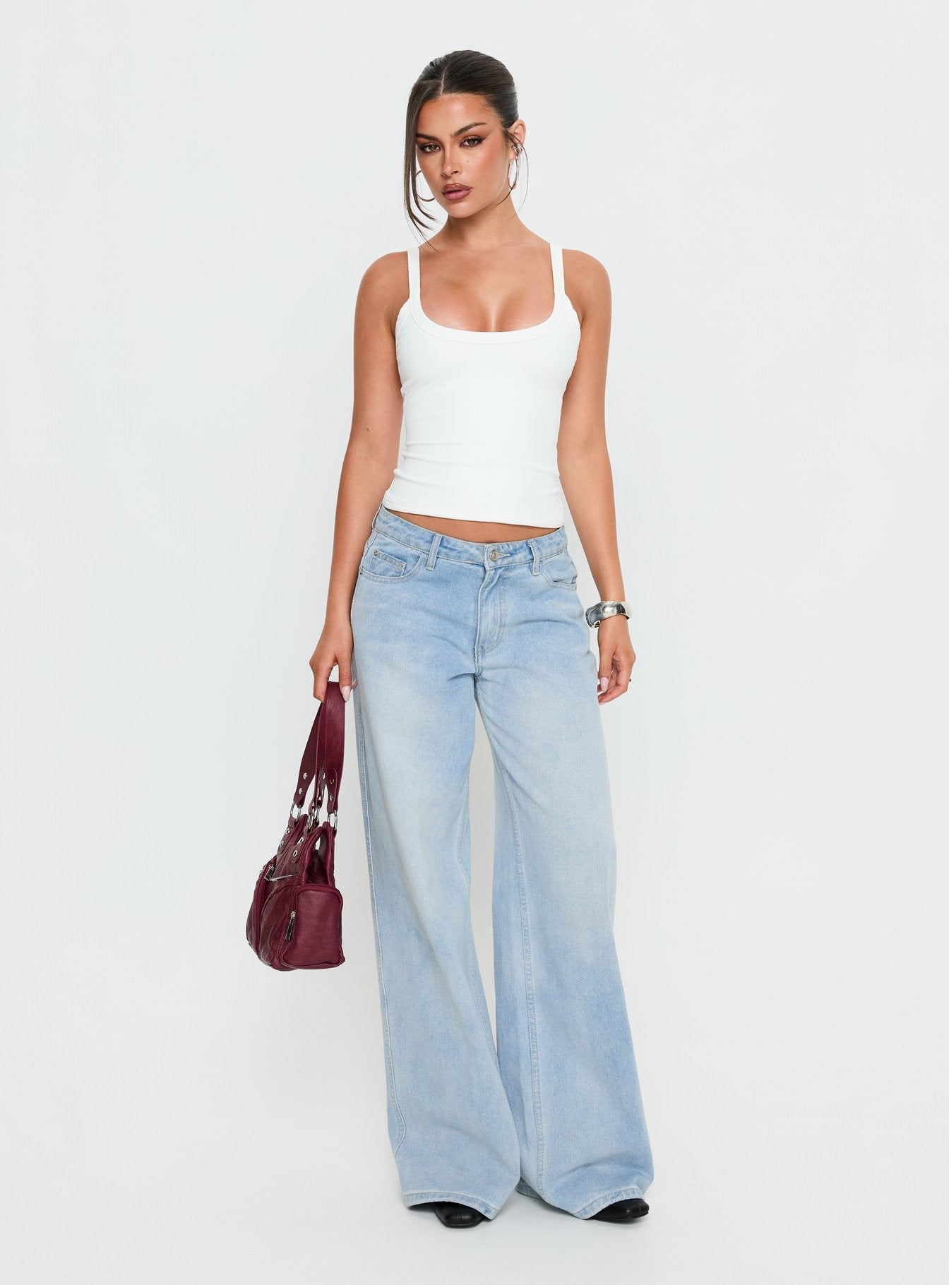 Kasper Cinched Longline Tank Top White