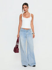 Kasper Cinched Longline Tank Top White
