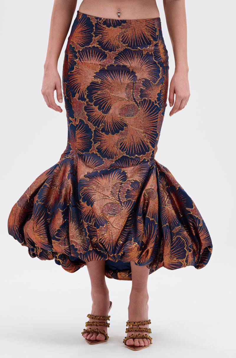 LADY LUX BROCADE BUBBLE HEM MIDI SKIRT