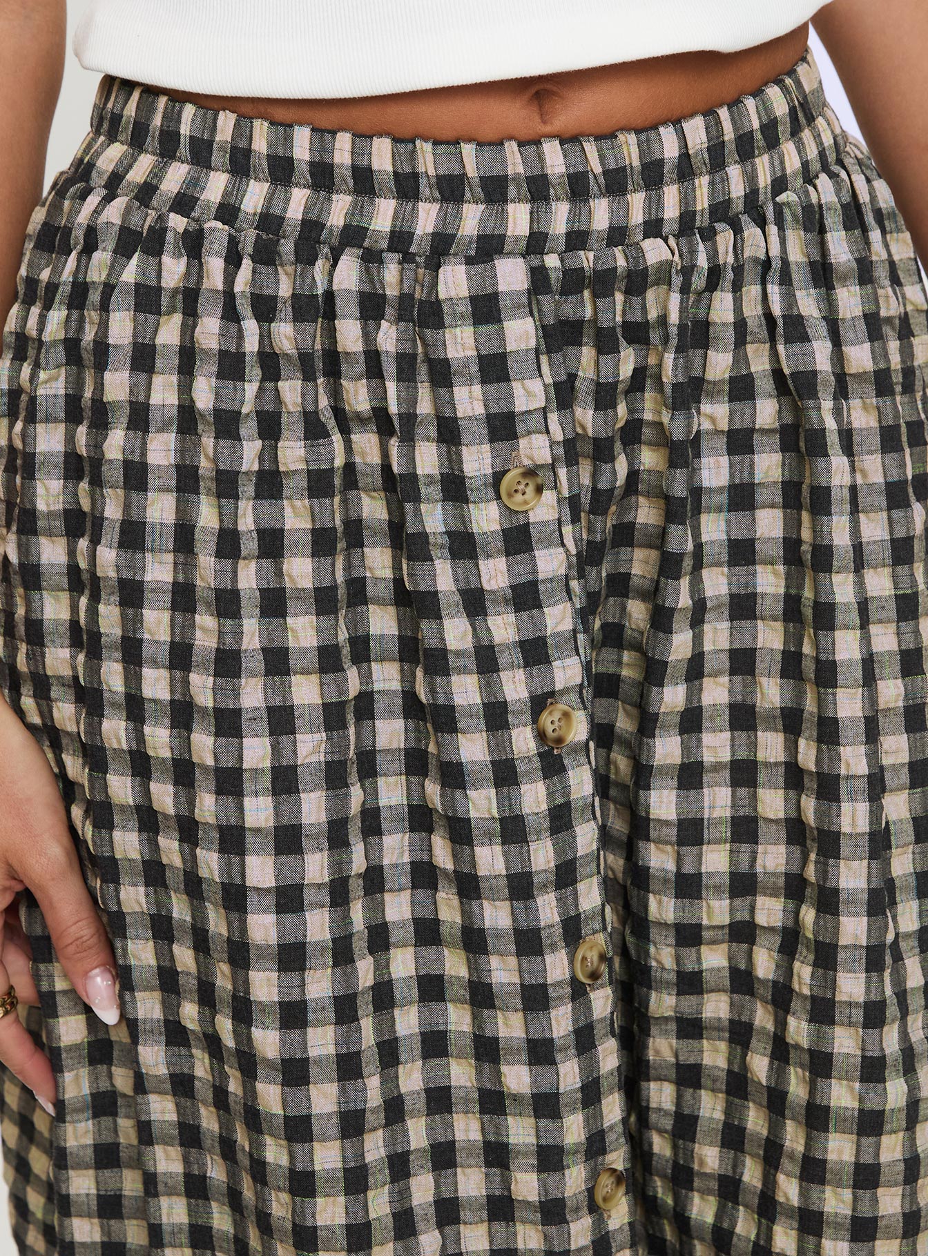 Cartmel Check Maxi Skirt Black / Cream