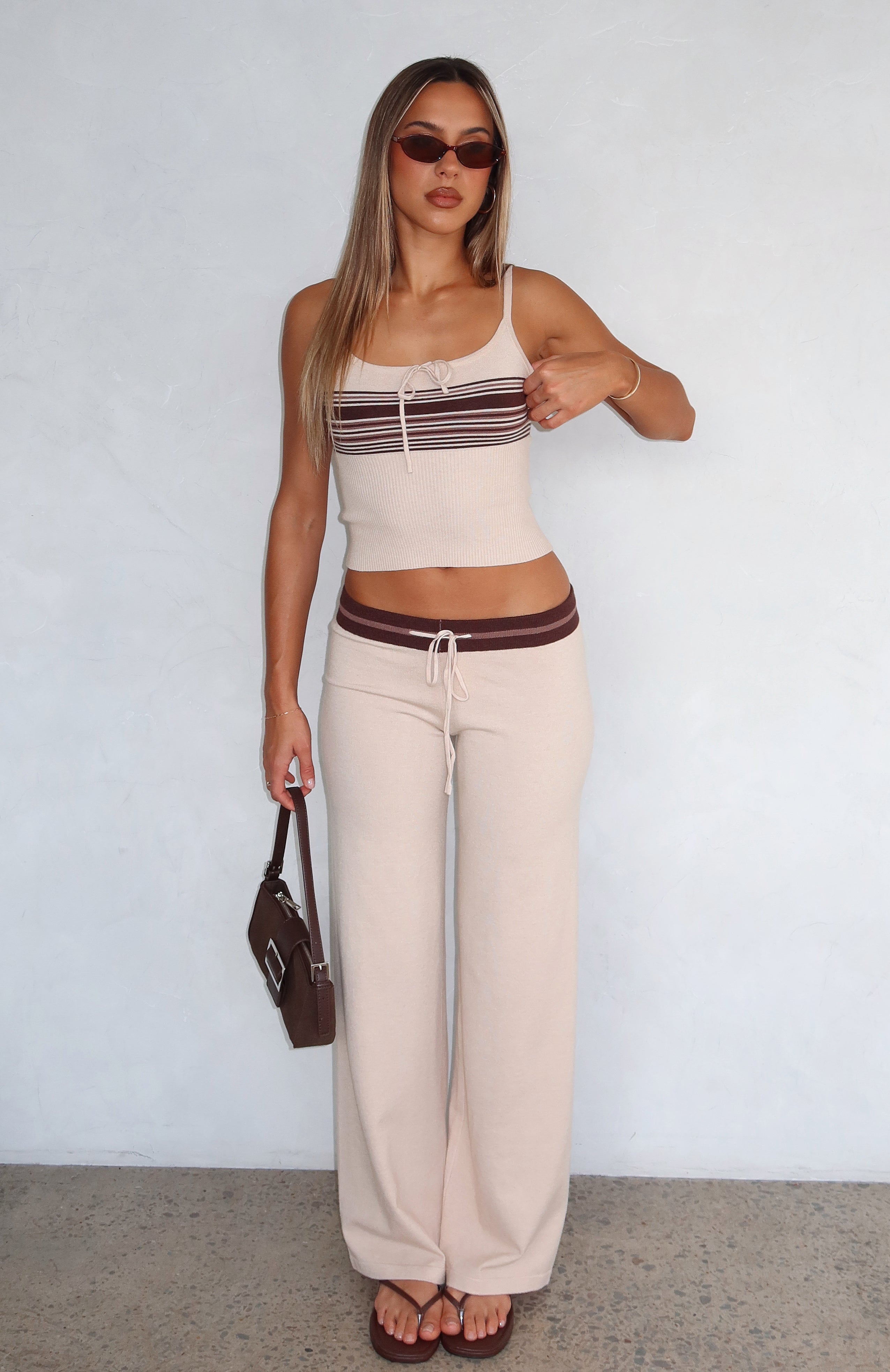 Keep Driving Knit Pants Chocolate Stripe