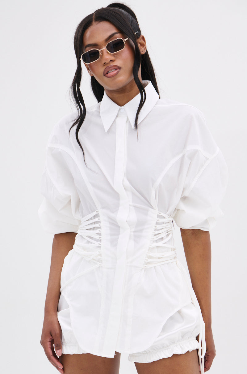 SHAR BUTTON DOWN WITH SIDE TIES