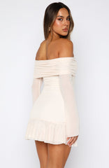 Dreaming Of Yesterday Long Sleeve Mini Dress Cream