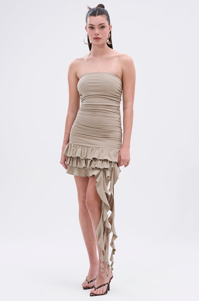 COME MY WAY RUFFLE MINI DRESS