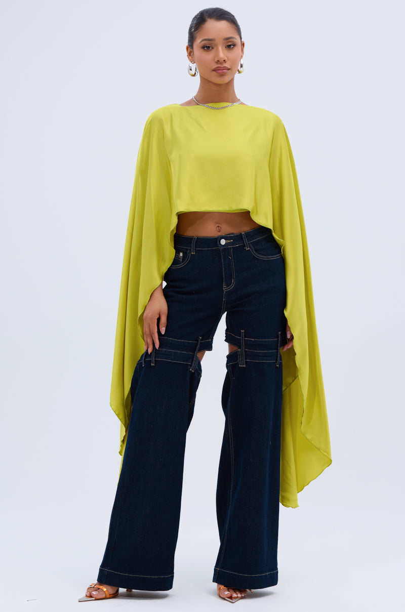 COCKTAIL HOUR BLOUSE IN CHARTREUSE