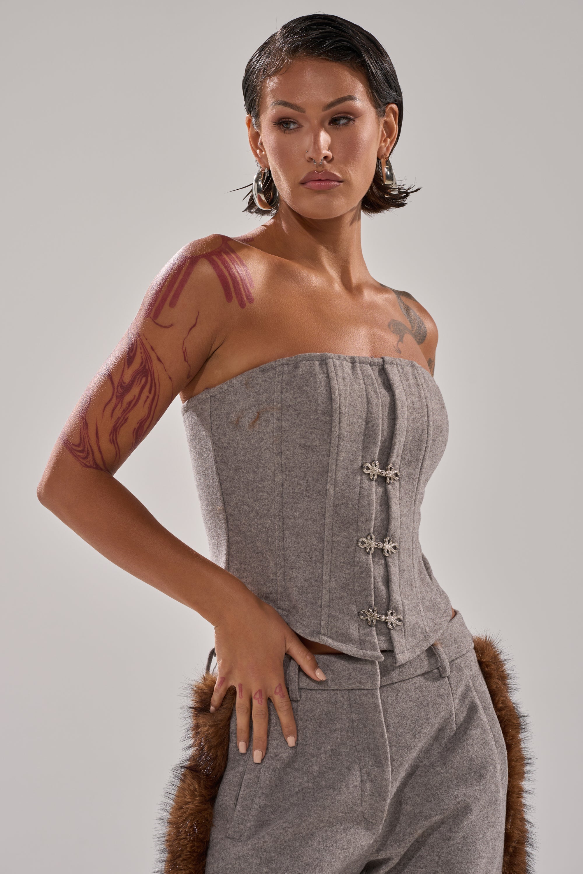 HALLE FUR TRIM CORSET