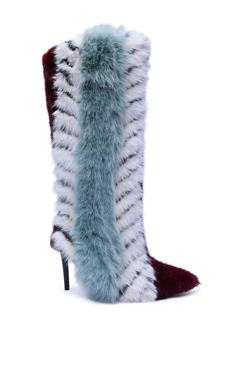 AZALEA WANG UPSELLA BLUE MULTI STILETTO BOOT