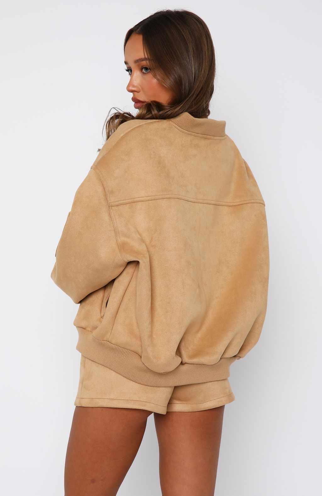 Between Us Faux Suede Shorts Honey