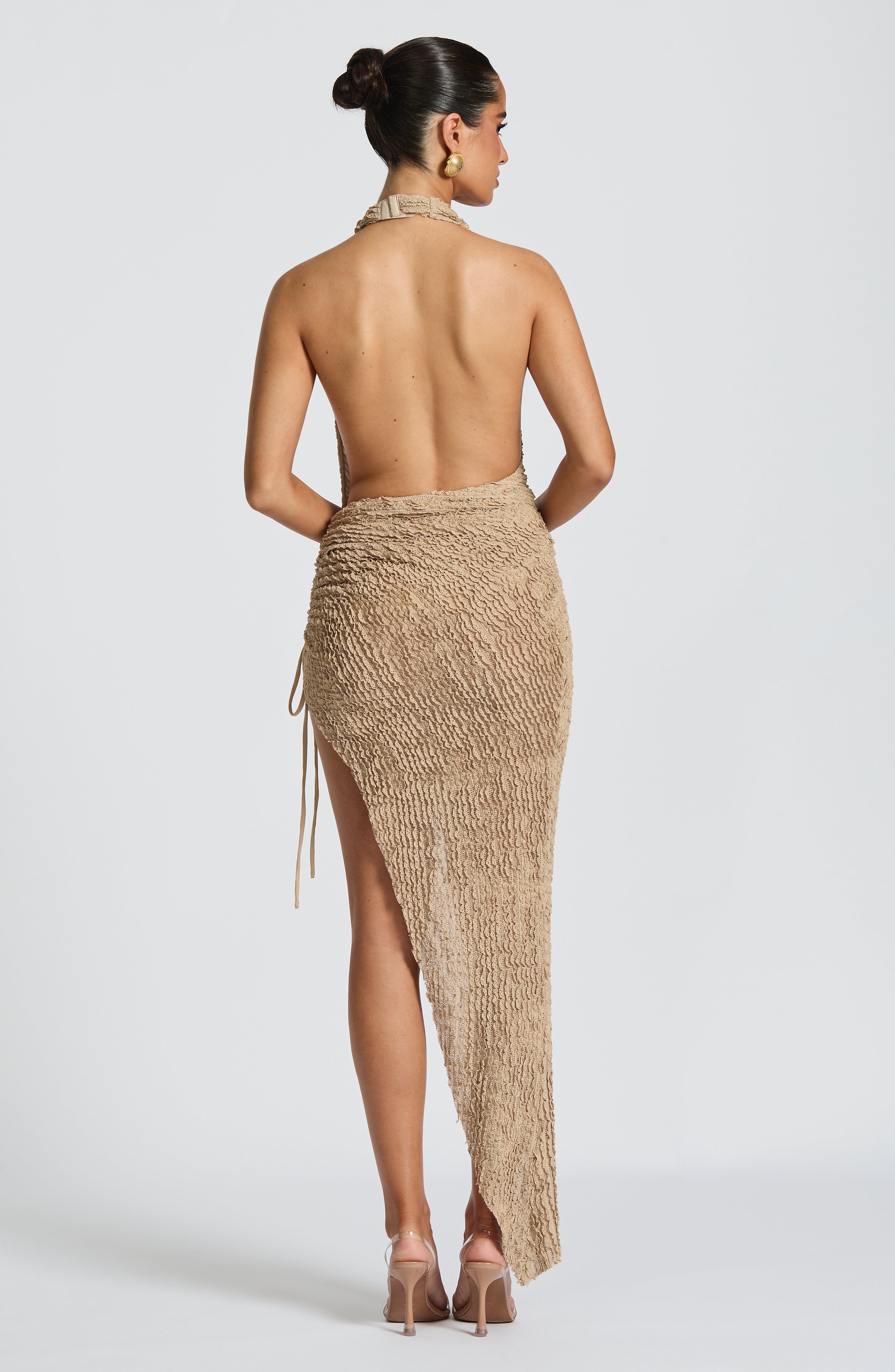 Airla Midi Dress - Beige Dress Babyboo Fashion Premium Exclusive Design