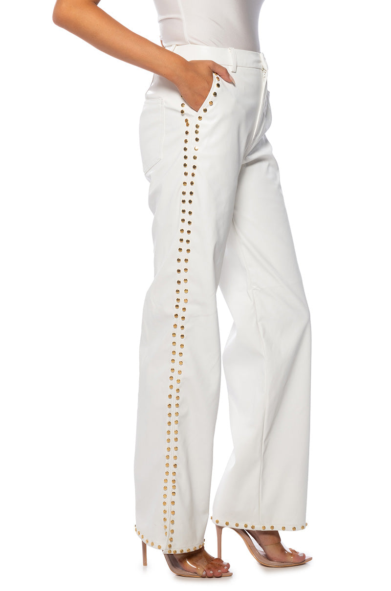 ALWAYS ON TIME FAUX LEATHER WIDE LEG PANT