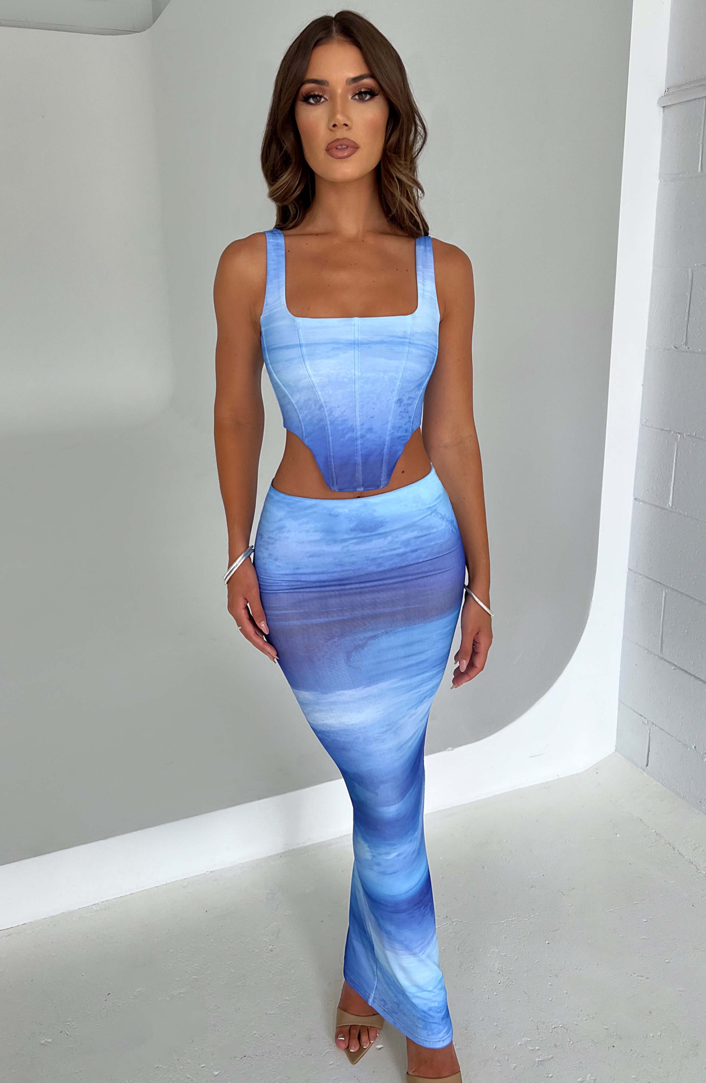 Amber Corset - Blue Haze Print Babyboo Fashion Premium Exclusive Design