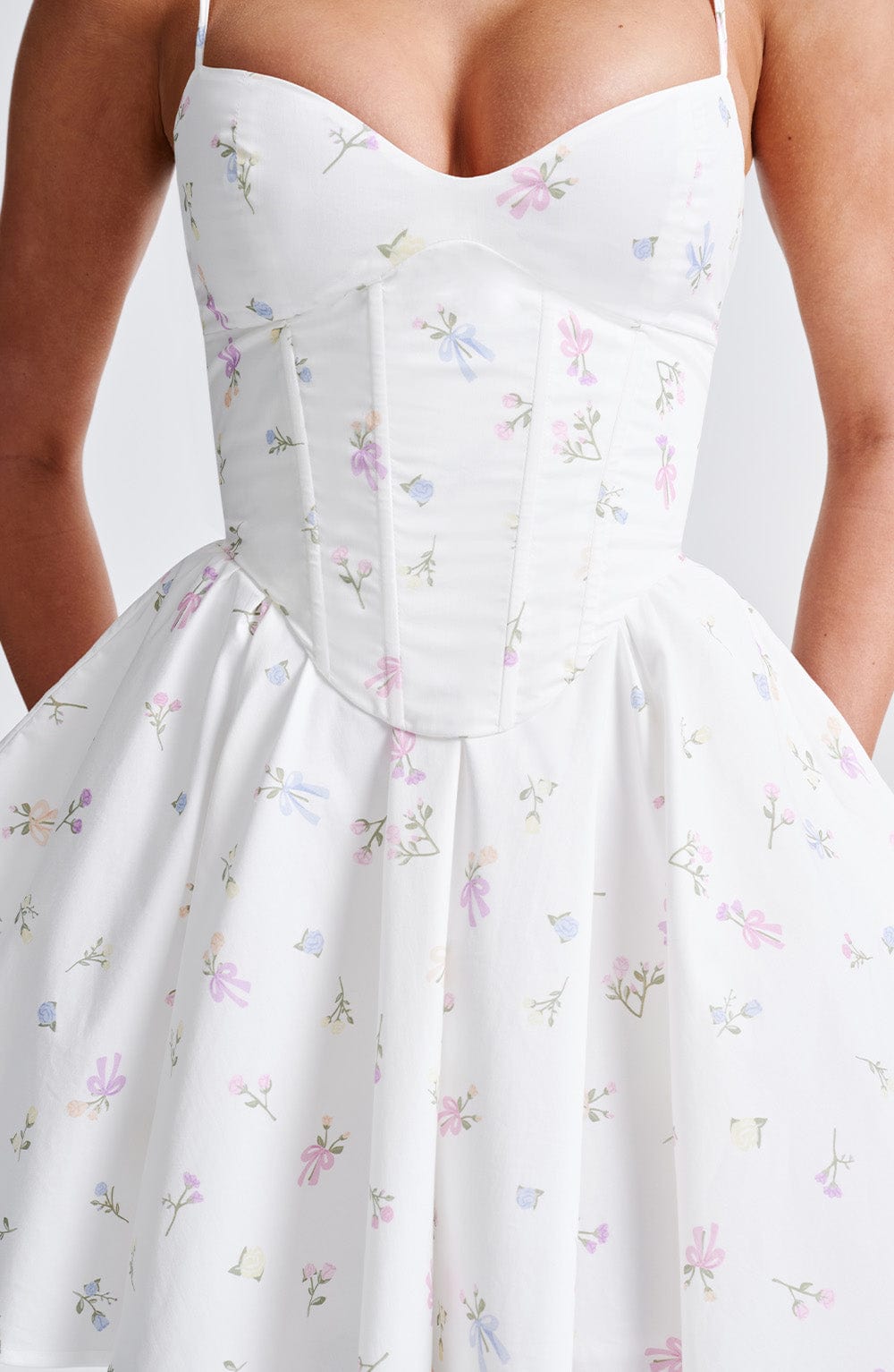Analeigh Mini Dress - White Multi Floral Print Dress Babyboo Fashion Premium Exclusive Design