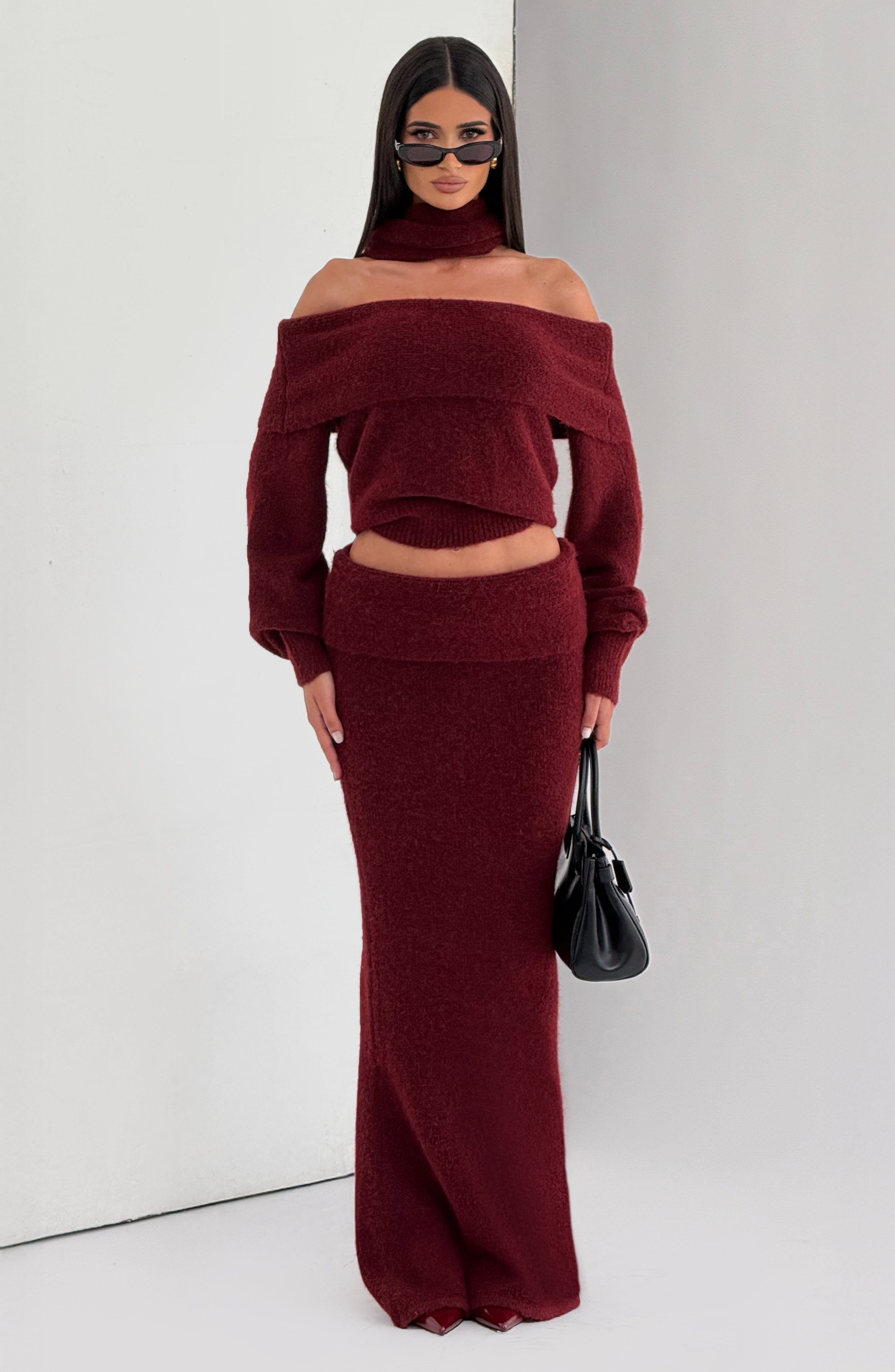 Andie Maxi Skirt - Burgundy Skirt Babyboo Fashion Premium Exclusive Design