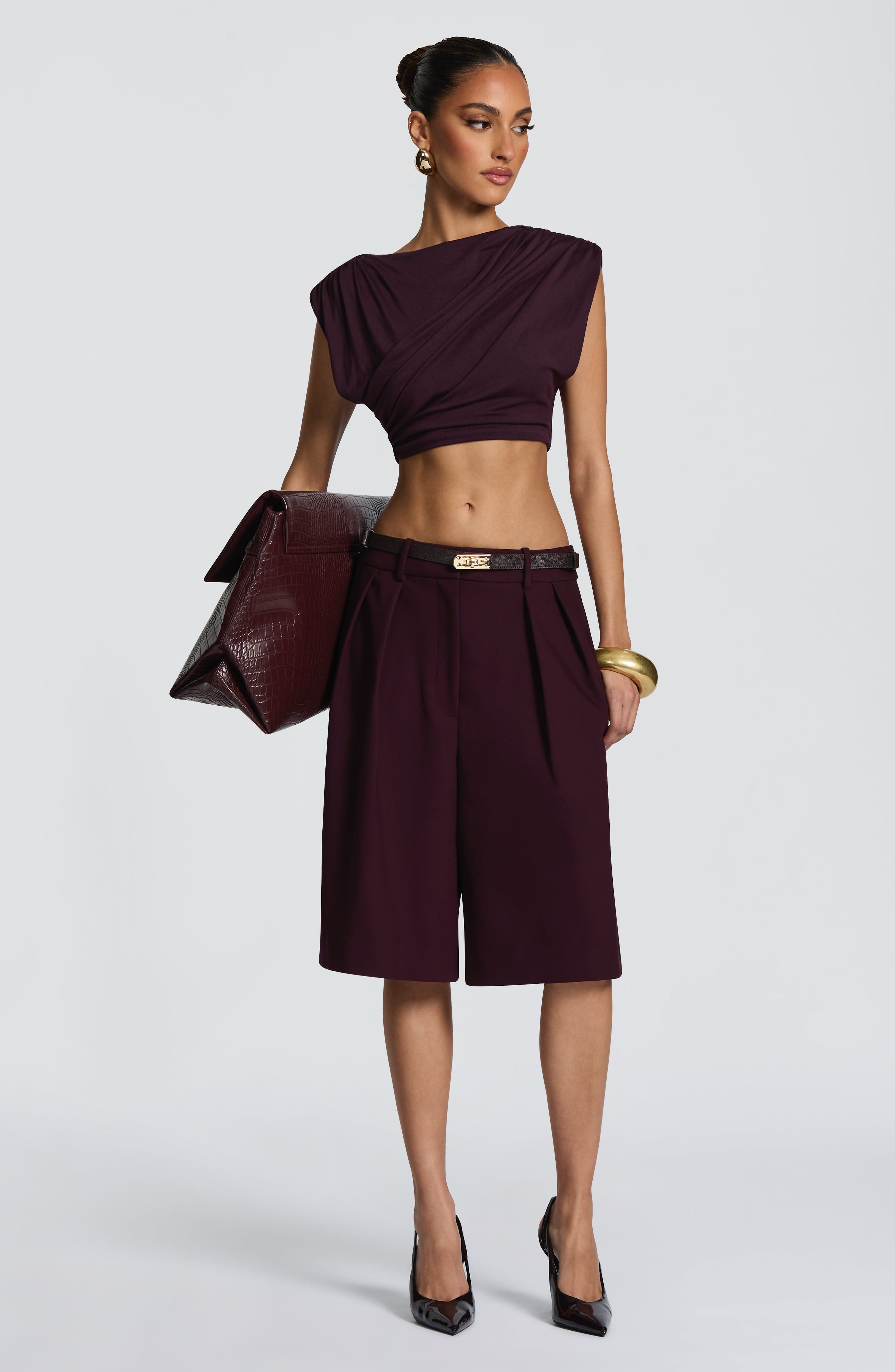 Ausra Bermuda Shorts - Plum Shorts Babyboo Fashion Premium Exclusive Design