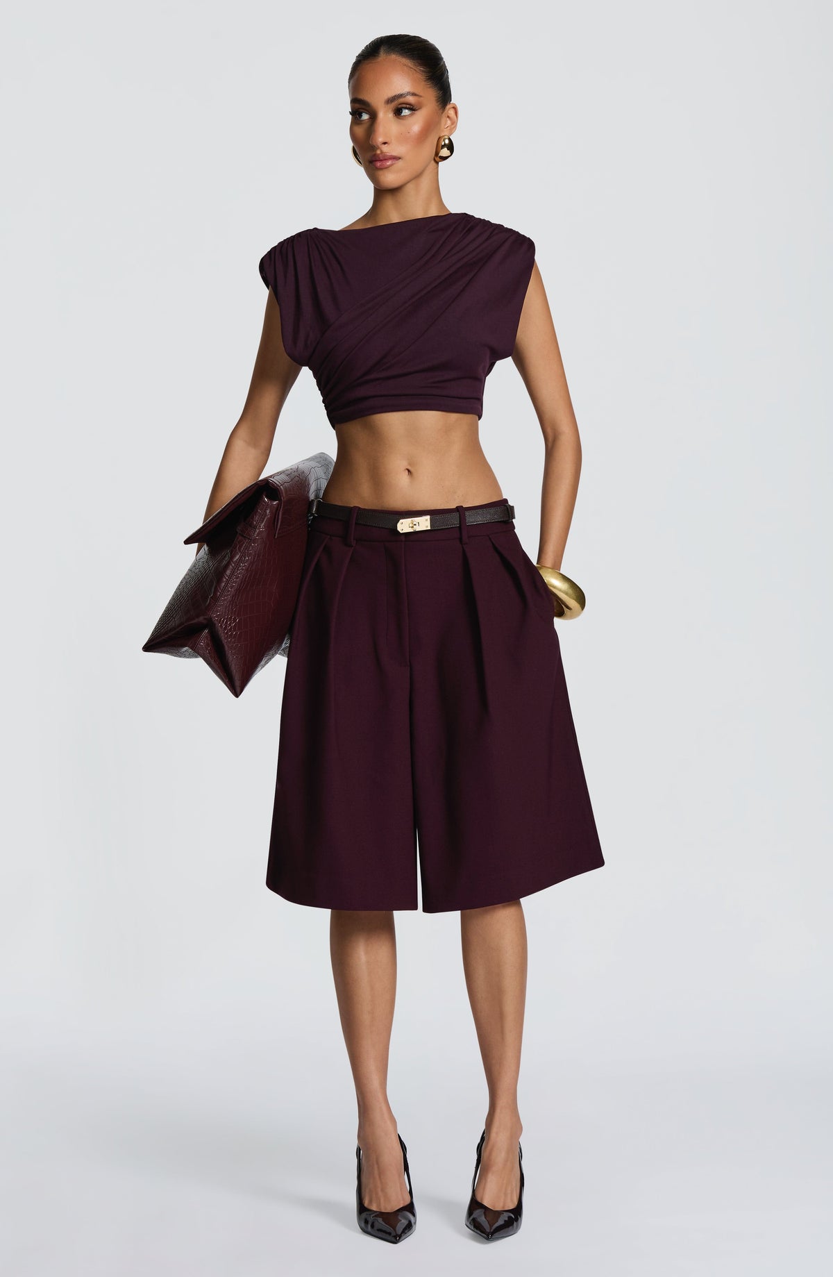 Ausra Bermuda Shorts - Plum Shorts Babyboo Fashion Premium Exclusive Design