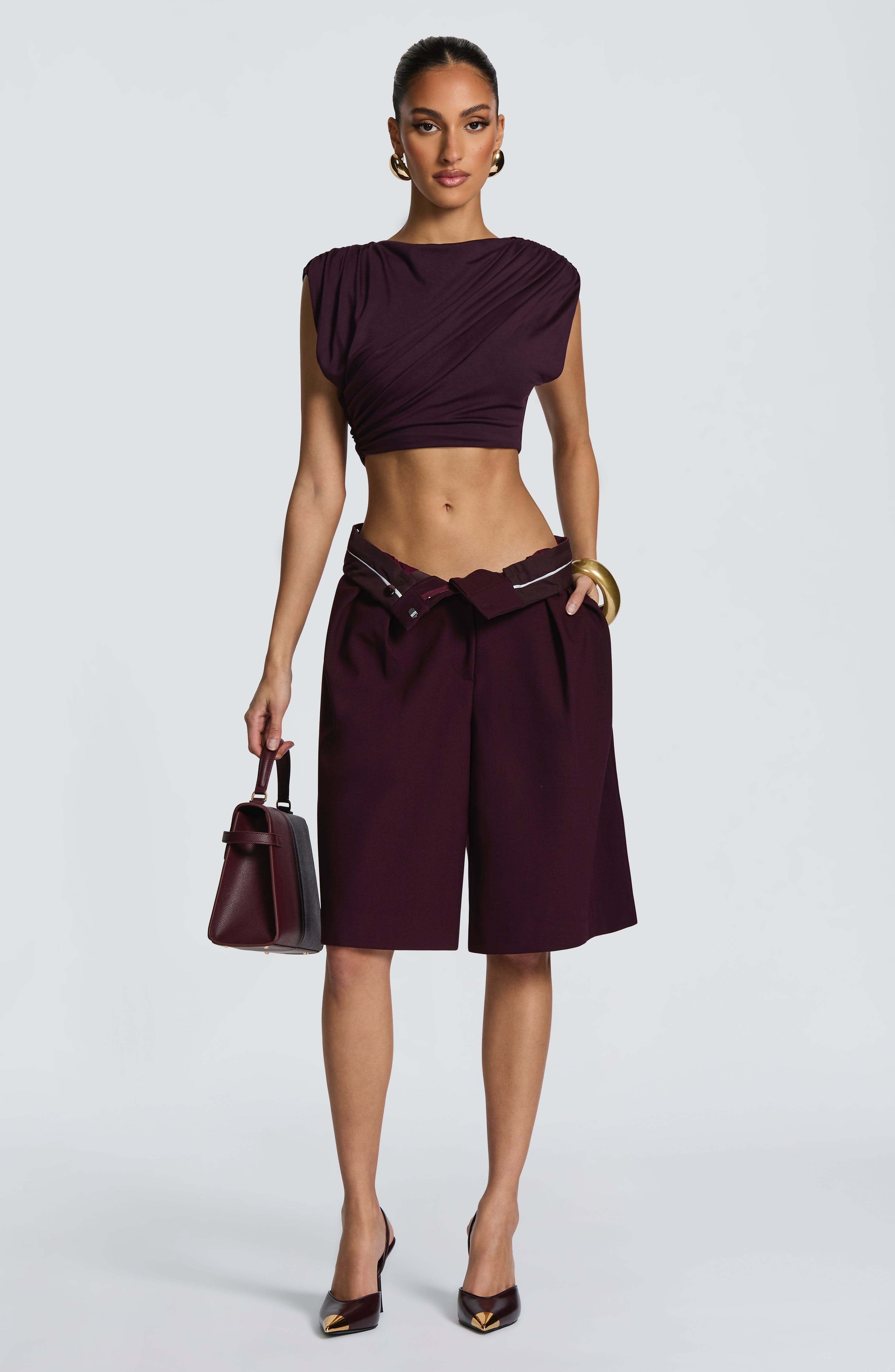Ausra Bermuda Shorts - Plum Shorts Babyboo Fashion Premium Exclusive Design