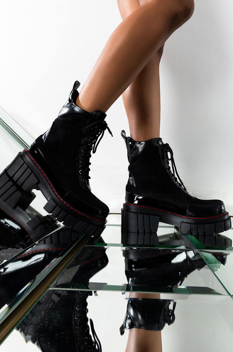 AZALEA WANG YOU'RE NEVER ALONE FLATFORM BOOTIE IN BLACK