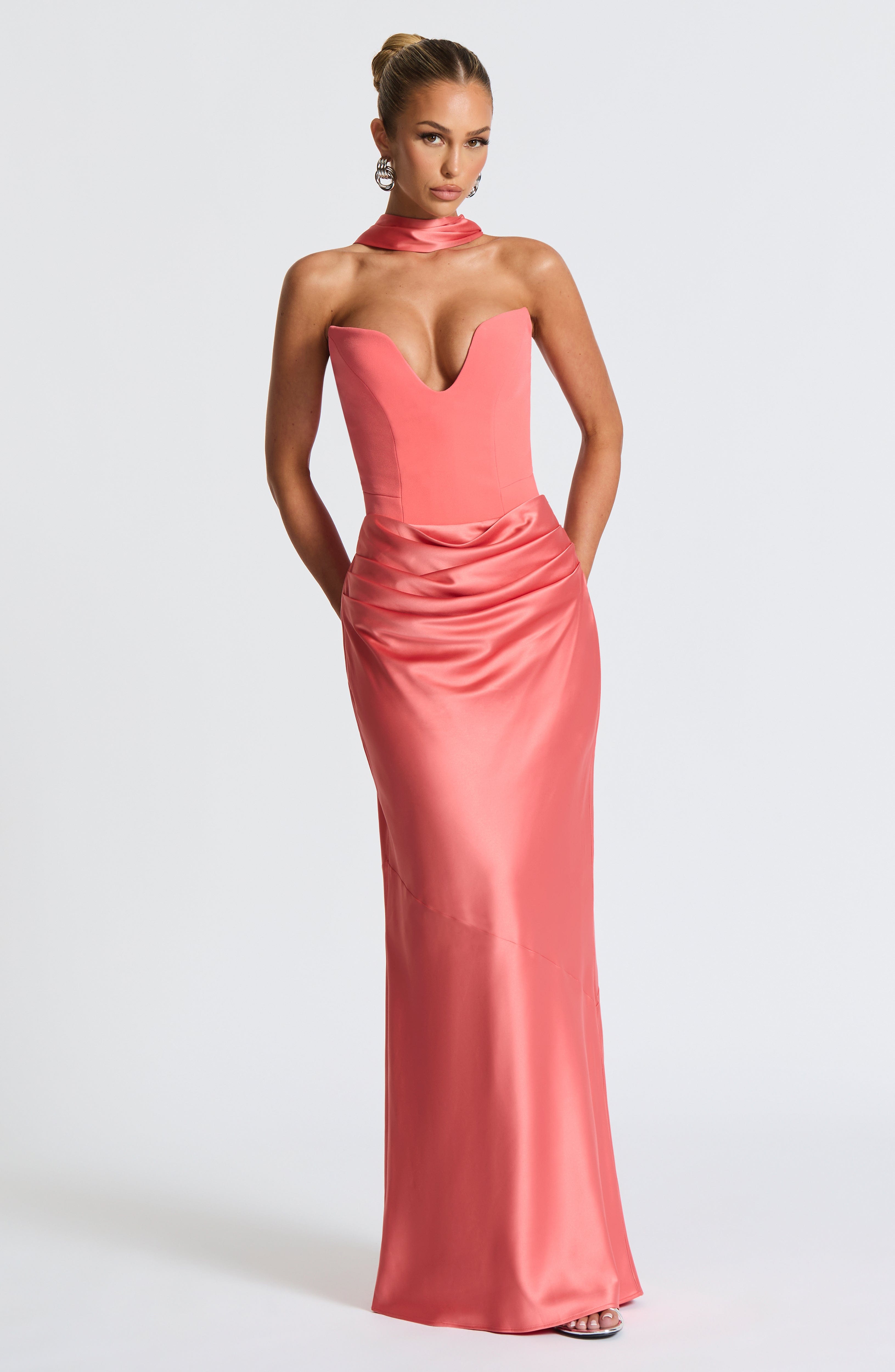Bernadette Maxi Skirt - Coral Pink Skirt Babyboo Fashion Premium Exclusive Design