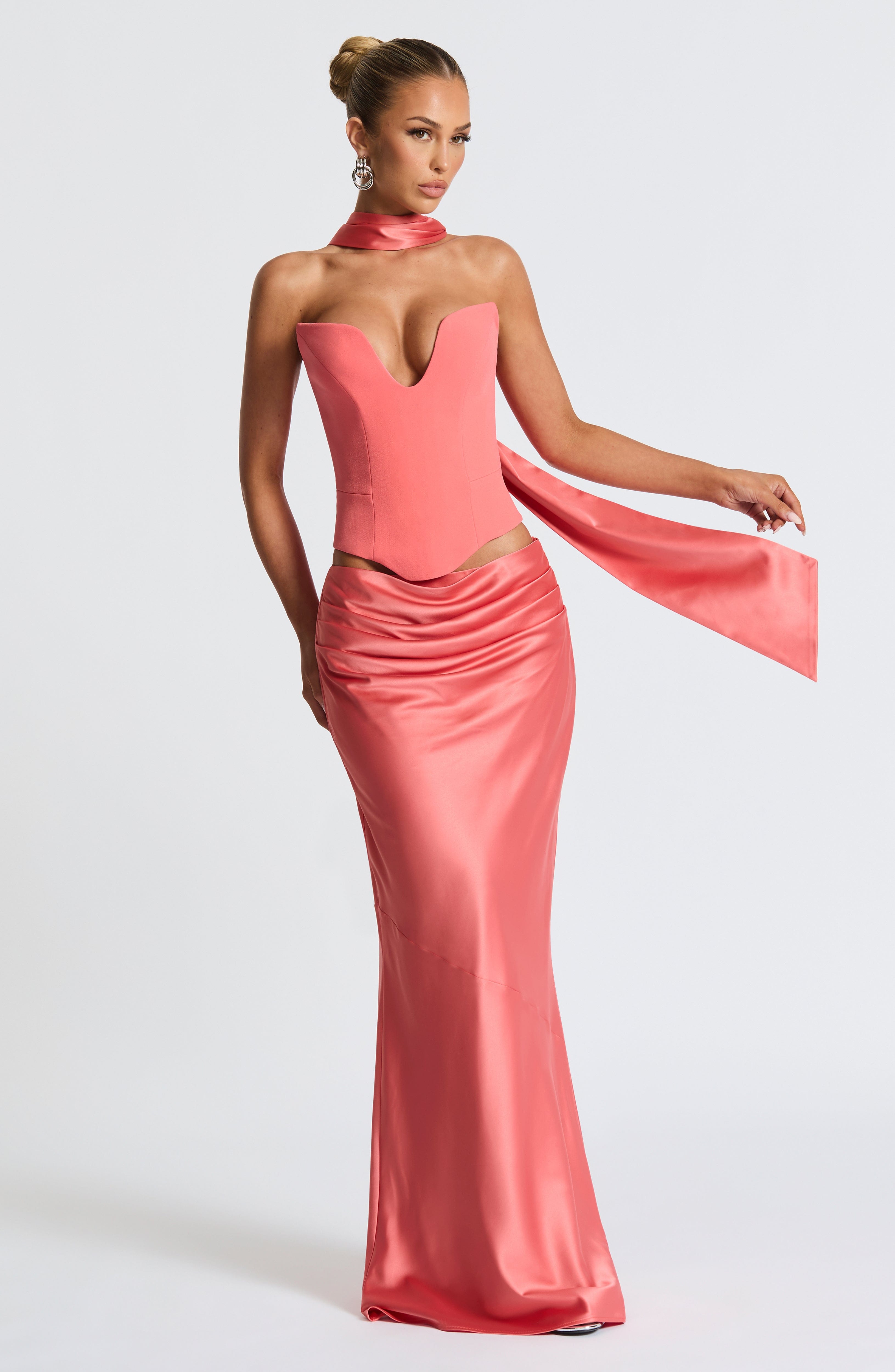 Bernadette Maxi Skirt - Coral Pink Skirt Babyboo Fashion Premium Exclusive Design