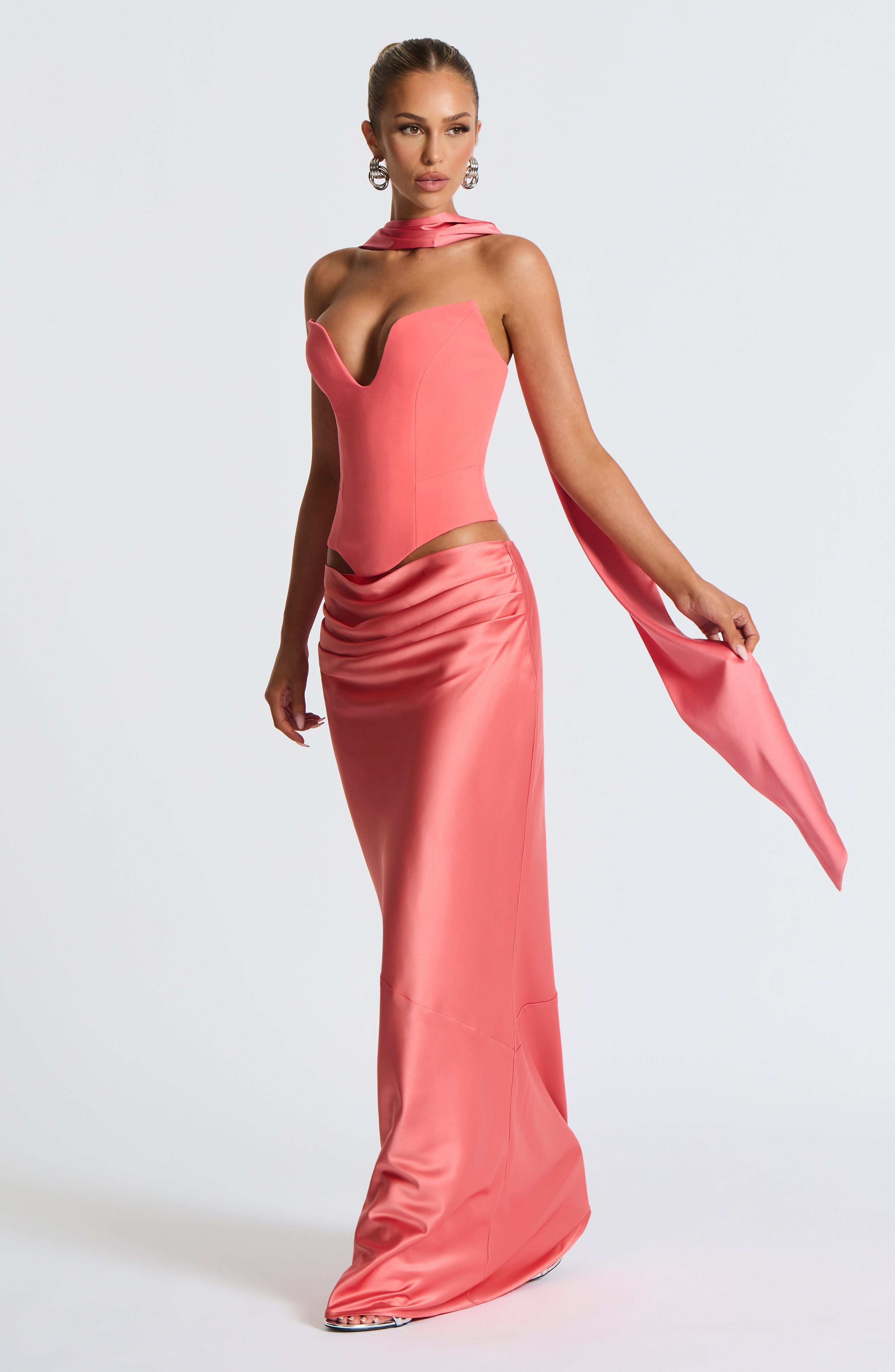 Bernadette Maxi Skirt - Coral Pink Skirt Babyboo Fashion Premium Exclusive Design